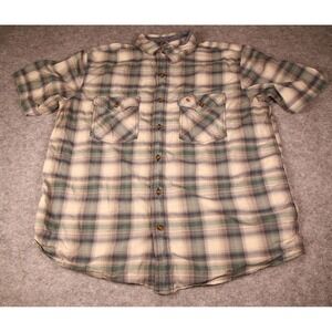 Carhartt Mens XL Relaxed Fit Plaid Short Sleeve Button Down Shirt Green check